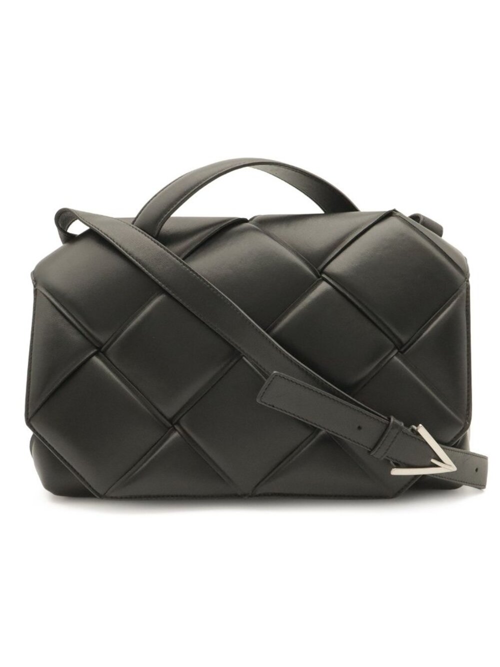 Bottega Veneta Maxi Intrecciato Top Handle 2-Way Shoulder Bag Lambskin Leather
